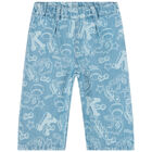 بنطلون بنات دينيم بالشعار باللون الأزرق , 1, hi-res